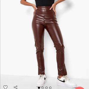 Boohoo leather look pants size 12 us(never used)